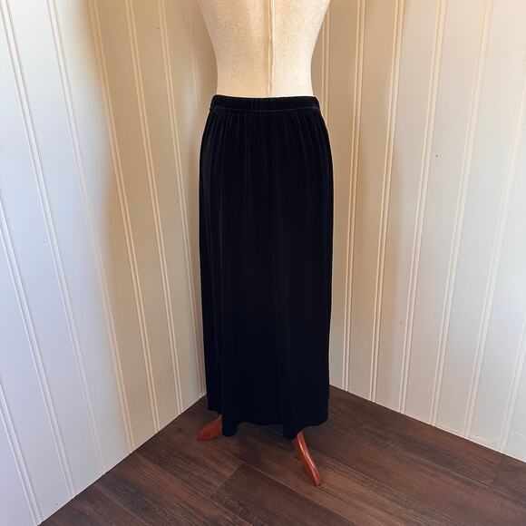 Vintage 90s Boho Black Velvet Maxi Skirt M - Picture 5 of 6